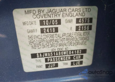 2006 Jaguar X-Type 3.0 z USA, uszkodzony, nr VIN SAJWA51A86WE84182